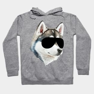 Funny husky Dog with Black Sunglasses Hoodie